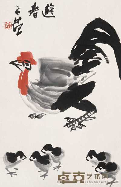 崔子范 游春 立轴 68×45cm